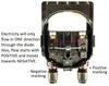 TE Connectivity 1200013L2 junction box open interior view showing F1200D bypass diode with positive and negative terminal markings labeled