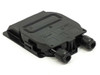 TE Connectivity 1200013L2 Solarlok Plus solar panel junction box closed view, angled front showing cable glands and Tyco Electronics label