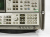 HP 8566B analyzer front panel right side — numeric keypad with CENTER FREQUENCY, SPAN, START/STOP FREQ, and REFERENCE LEVEL controls