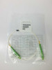 Single SC/APC singlemode fiber jumper in bag with part number label showing P/N 751-TT02-G0001 and spec sheet