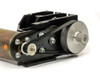 Close-up of gear drive mechanism showing large toothed output gear, belt, idler rollers, and frame label with VN 420 marking