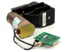 Pittman 9236C185-R3 DC motor encoder with black aluminum gear frame and Exabyte drive board shown separately — three-quarter view