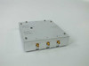 Varian RF Detector Assembly 01016270-02/11 – side view showing four SMA RF connectors labeled R9 RF IN, R3 RF REPL, and additional ports with D-Sub interface visible