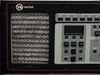 Varian 01008290-05 TWTA Power Supply – close-up of front panel FAULTS and ALARMS indicators, LCD display, beam controls, and POWER ON switch