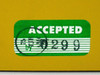Acopian VA24H1500 — close-up of green ACCEPTED quality control inspection sticker on chassis