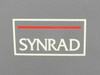 Synrad manufacturer logo close-up — white text and red bar on gray panel