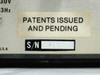 ACL Model 350 Static Event Detector rating label showing 115V 60Hz, Made in U.S.A., serial number 122, and patents issued and pending sticker