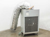 OceanAire OAC3612 rear condenser coil view with flexible exhaust duct and diamond-plate base on casters