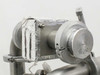 Close-up of vacuum inlet manifold showing NW clamp connections, aluminum foil tape used as temporary port seal, and handwritten '40KP' marking on fitting