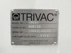 Leybold TRIVAC nameplate showing Model D60AC, Catalog No. 898158, pump filled with PFPE, Leybold Vacuum Products Inc., Made in USA