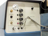 Hughes 2500 Die Bonder left control panel with pressure gauge, Force Control, Vac Sense, Stage Vac, fiber light source brightness, UP/ON Run and Disable switches