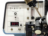 Hughes 2460 Wire Bonder control panel close-up – Electronic Flame Off, Fiber Light Source, Flow Rate meter, Feed and Tension controls, red LED setpoint display