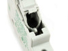 Close-up interior view of Littelfuse LPSC CH fuse holder showing fuse cavity and contact terminals with carrier open