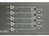 XTC-140D front panel amplifier path diagram showing five amplifier paths A through E with HV indicators and waveguide switch symbols