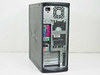 Dell OptiPlex GX270 tower — rear right three-quarter view showing I/O port panel, expansion slots, and PSU fan
