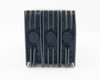 Lambda LNS-P-5-OV — end view showing large aluminum heatsink fins with three mounted power transistors/regulators