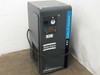 Atlas Copco FX7 A6 Refrigerated Air Dryer front view — dark gray cabinet with flow diagram display panel, missing power switch, green LED indicator, and power cord