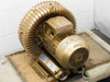 Goorui GHBH 004 34 AR7 ring blower front-left view showing gold cast aluminum housing and cooling fins