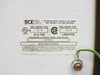 SCE enclosure rating plate — shows UL Type 12.4, CSA LR97418, model SCE-66ST2626WS, serial 1277912, Industrial Control Panel Enclosure designation, Saginaw Control & Engineering