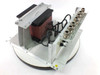 Advanced Energy RAS Split Inductor interior – toroidal/wound inductor core (red and black windings) with aluminum chassis frame and connector rail assembly