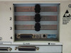 HP Visualize C200 rear expansion slot area closeup showing slots 1-3 empty with covers, slot 4 populated with HP A4553A Visualize FX4 graphics card DVI-style connector