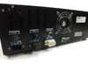 LTG LT3010 Laser Exciter rear panel close-up showing FUSE, AC IN, GND, REMOTE, INTERLOCK, HV OUT+, and output connectors with cooling fan