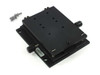 Imagine Optic HASO XY positioning mount (platine) — black anodized two-axis stage with adjustment knobs and mounting holes, small hardware pack beside it