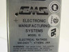 EMS Model 10 rating plate label showing brand name Electronic Manufacturing Systems, electrical ratings 200-240V 47/63Hz 24A, and safety certification marks
