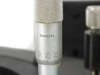 Close-up of Starrett-branded micrometer barrel showing graduated scale markings on the Newport 760 stand