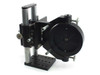 Newport 760 laser diode stand front-right view showing vertical column, black anodized rotating mount, and optical base plate with mounting holes