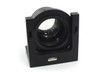 Oriel Instruments 66112 bench mount aspheric condensing lens assembly — front view showing large-aperture lens in anodized black aluminum housing
