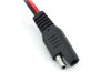 Close-up of DC barrel connector on Global Solar 60012 charge controller solar panel lead