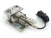 Mettler Toledo MTB-50 load cell and ULTRAMOUNT weigh module showing stainless steel base plate, ball-and-cup suspension, and output cable – side angle view