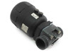 Burkert 2030 pneumatic diaphragm valve – left-side view showing plastic body, N.C. label, pneumatic actuator top ports, and true union threaded connection