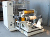 Preco stainless steel foil slitter – rewind station with foil roll loaded and drive motor visible