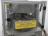 LDJ Electronics 6007 electromagnet close-up showing large circular pole cap assembly with strong magnetic field warning label and Caution Hot notice