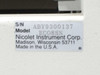 Nicolet ECO-8S serial number label: S/N ABY9300137, Model ECO8SN, Nicolet Instrument Corp., Madison WI, Made in USA, Rev B
