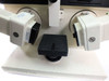 Rudolph Research AutoEL 135A5C – close-up of detector and source arms flanking the sample stage with sample chuck visible