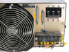 MDX 2011-011-C rear panel showing dual axial cooling fans, DB-25 USER and DISPLAY interface ports, three-position circuit breaker bank
