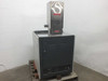 Electron Vision ElectronCure 30X – rear-left view showing stainless steel column with warning labels, ventilation grille, and bottom rear connections panel