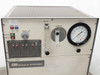M&W Systems Flowrite Chiller RPC17 – close-up of front panel with Power/Cool switches, Temp Set knob, flowrate meter, temperature gauge, and pressure gauge