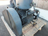 Beach Russ 615-325 vacuum pump — rear three-quarter view showing belt guard, oil separator tank, motor/capacitor assembly, and pallet base