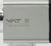 VAT 26432-KA41-0001 label closeup — fabrication number 26432-KA41-0001/2734, VAT logo, and Made in Switzerland marking on aluminum body