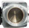 VAT 26432-KA41-0001 — top-down view into ISO-KF40 flange port showing conical valve disc seating surface in aluminum body
