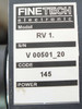 Finetech RV 1. component label showing model 'RV 1.', S/N V 00501_20, Code 145