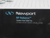 Newport RP Reliance Sealed Hole Table Top side label showing Newport logo and U.S. patent numbers 4,621,006; 4,853,065; 5,021,282; 5,154,963