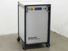 Berger PSS10 Pulsed Solar Simulator front view showing LCD display, green power indicator, and yellow emergency stop button on mobile cart