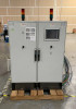 Riber Jet 40K control cabinet dual-panel enclosure with touchscreen HMI, status stack lights, and Schneider Electric disconnects on pallet