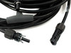 Close-up of Amphenol H4 male and female MC4-compatible connectors on the 4-branch parallel solar cable