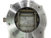 GNB G10PSORPX gate valve – close-up front view of 16-inch flange face showing 10-inch square gate aperture open with internal gate slide mechanism, mounting hardware, and machined flange surface